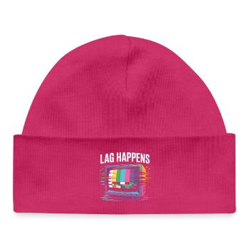 Lag Happens | Online Gaming Ping Humor - Baby Organic Beanie - hot pink - Front