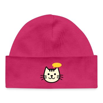 Cat face with speech bubble - Baby Organic Beanie - hot pink - Front