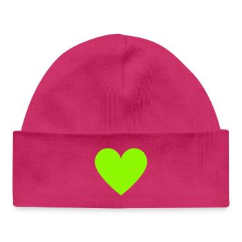 Vert Cœur Néon Rétro - Bonnet bébé bio - hot pink - Devant