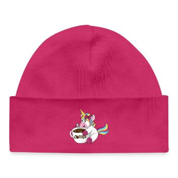 Licorne au Café - Bonnet bébé bio - hot pink - Devant