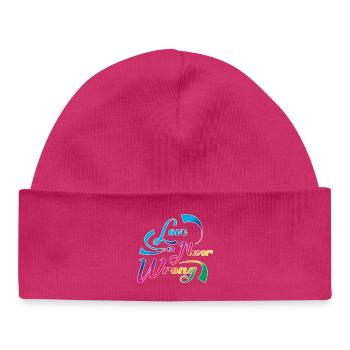 Love Is Never Wrong LGBTQ Pride Quote Design - Baby Organic Mütze - hot Pink - Vorne