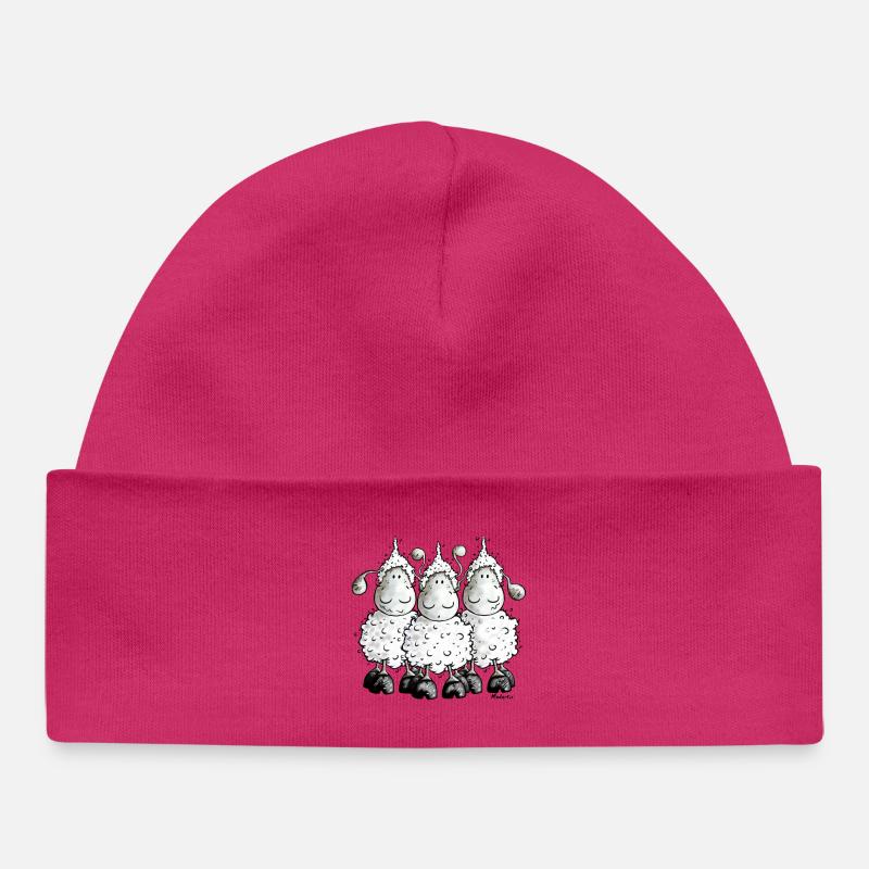 "Mc Wool" - sheep - mouton- moutons - Bonnet bébé bio - hot pink