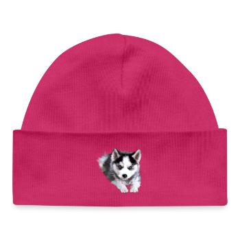 Dog, Husky - Baby Organic Beanie - hot pink - Front