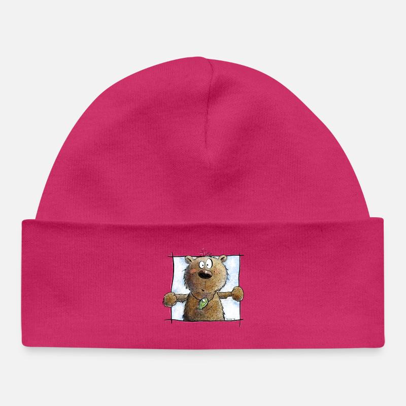 Drolliger Brauner Bär I Wildtier Comic - Baby Organic Mütze - hot Pink