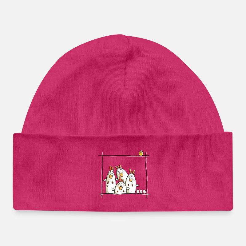 Poulets heureux - Bonnet bébé bio - hot pink