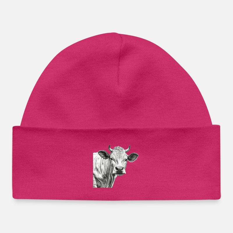 Vache Charolaise - Bonnet bébé bio - hot pink
