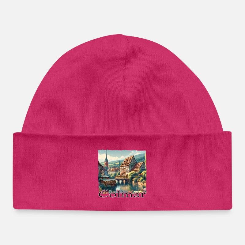 Charme de la vieille ville de Colmar et architecture de style colonial - Bonnet bébé bio - hot pink