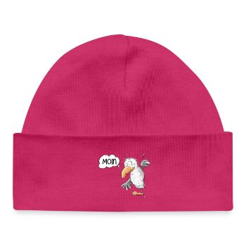 Moin Saying Seagull Animal Motif - Baby Organic Beanie - hot pink - Front