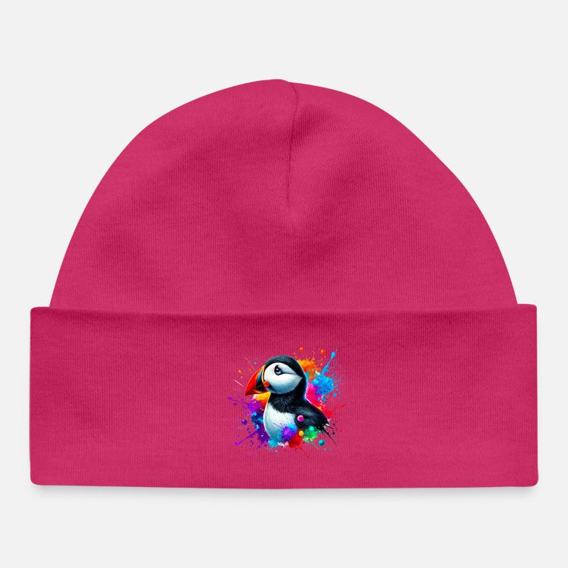 Macareux - Bonnet bébé bio - hot pink
