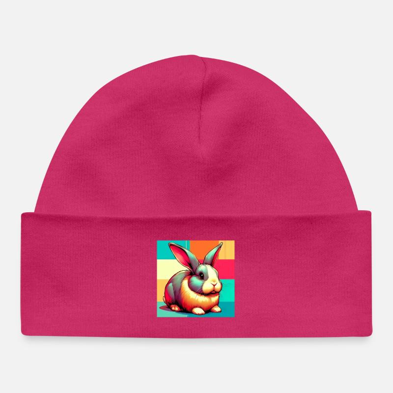 lapin - Bonnet bébé bio - hot pink