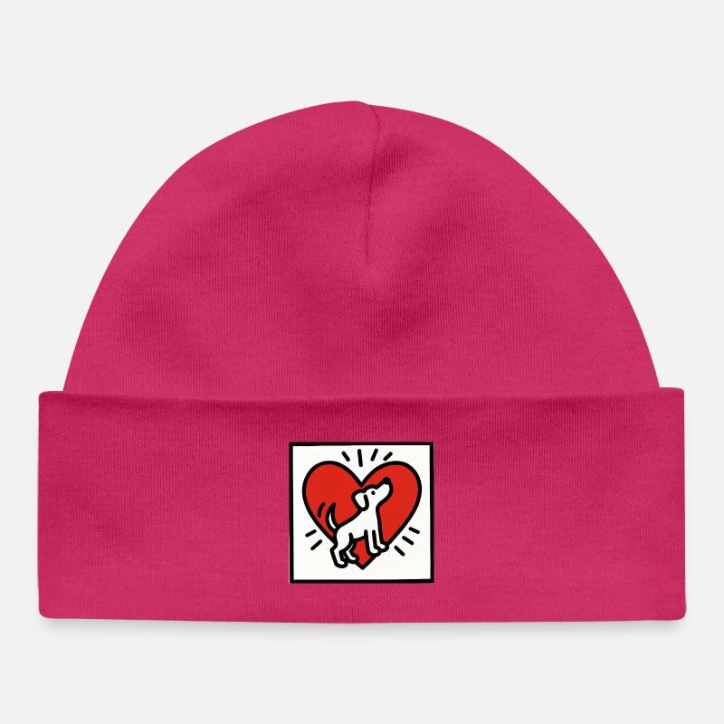 Chien de cœur1 - Bonnet bébé bio - hot pink