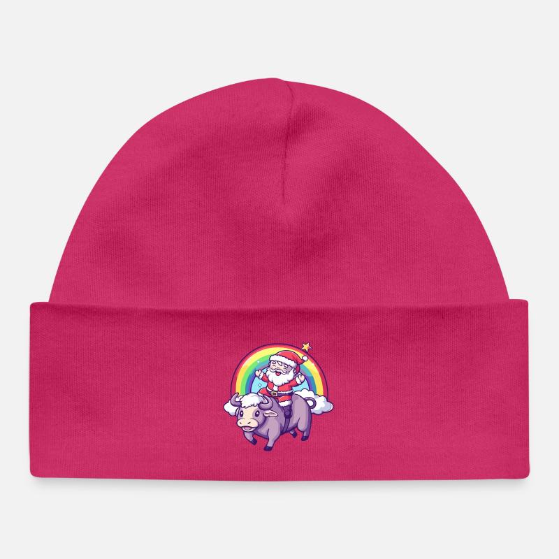 Taureau Père Noël Noël - Bonnet bébé bio - hot pink