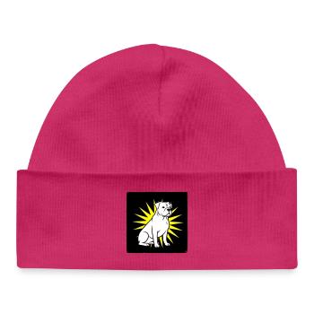 Cooler Hund im Punk Rock & Pop Art Stil - Baby Organic Mütze - hot Pink - Vorne