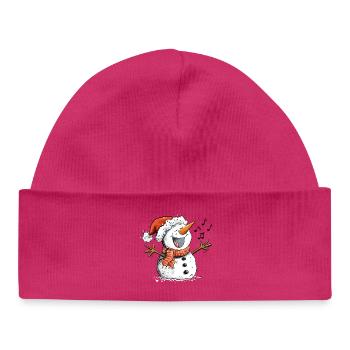 Bonhomme de neige chantant Noël motif Noël - Bonnet bébé bio - hot pink - Devant