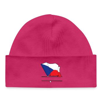 RÉPUBLIQUE TCHÈQUE – Drapeau personnalisé - Bonnet bébé bio - hot pink - Devant