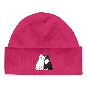 Katzenfreunde Duo Herzchen - Baby Organic Mütze - hot Pink - Vorne