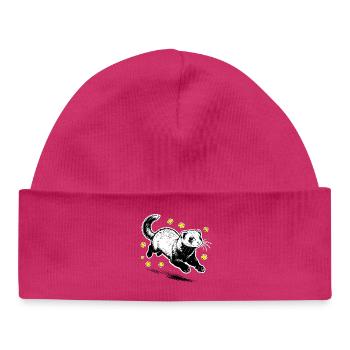 Furet dans des étincelles florales - Bonnet bébé bio - hot pink - Devant