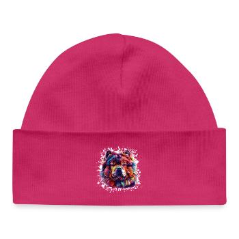 Dog Dog Portrait - Baby Organic Beanie - hot pink - Front