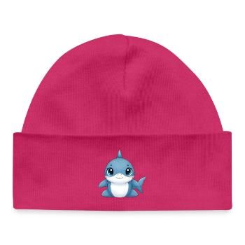 Blue Shark Cuddle Friend - Baby Organic Beanie - hot pink - Front