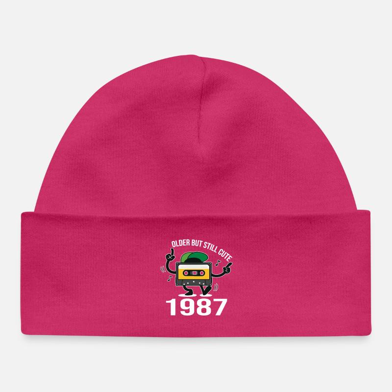 1987 anniversaire 1987 né en 1987 anniversaire - Bonnet bébé bio - hot pink