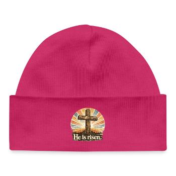 he is risen - Baby Organic Beanie - hot pink - Front