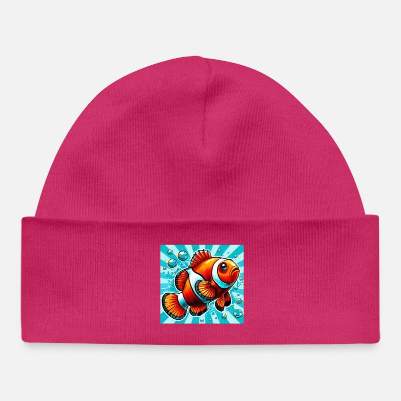 Poisson-clown - Bonnet bébé bio - hot pink