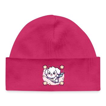 Hero Poodle Superhero Doggy Super Dog Puppy - Baby Organic Beanie - hot pink - Front