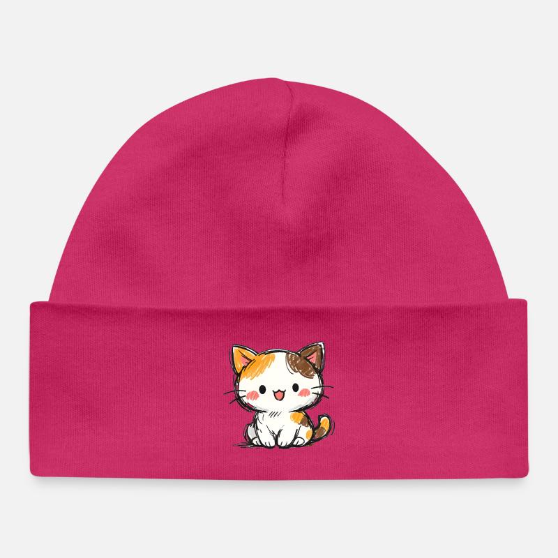 Petit Chaton Chanceux - Bonnet bébé bio - hot pink