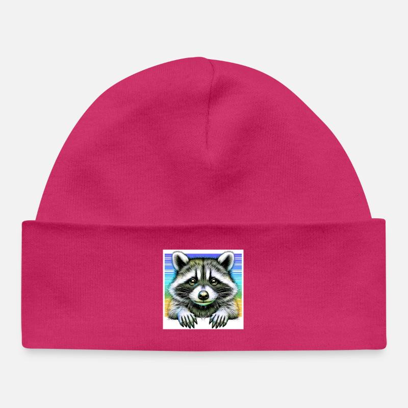 Raton laveur - Bonnet bébé bio - hot pink