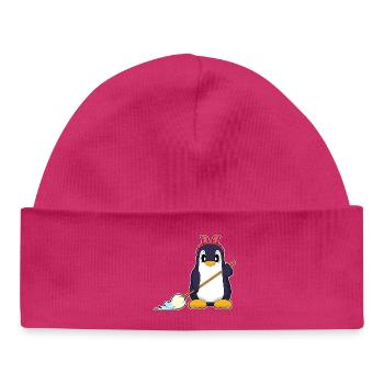 Penguin Cleaner Mop Cleaning - Baby Organic Beanie - hot pink - Front