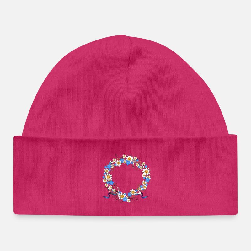 Gentiane Edelweiss - Bonnet bébé bio - hot pink