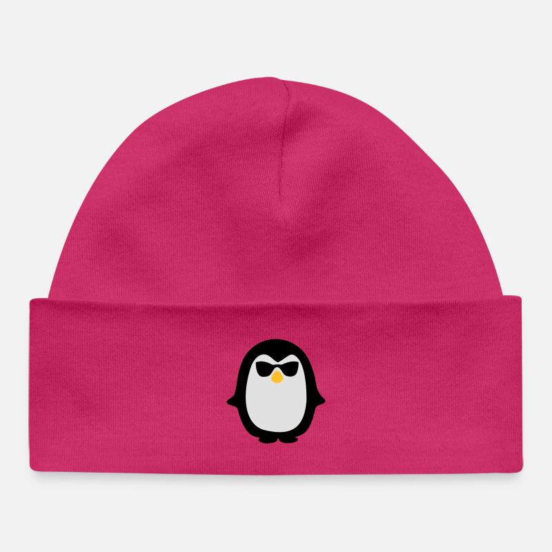 pinguin - Bonnet bébé bio - hot pink