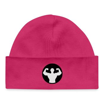 Bodybuilding Muskelprotz 05 2farbig - Baby Organic Mütze - hot Pink - Vorne