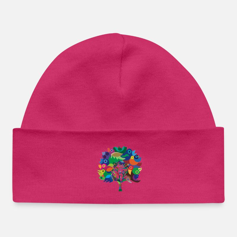 Overbirded Tree - Baby Organic Mütze - hot Pink