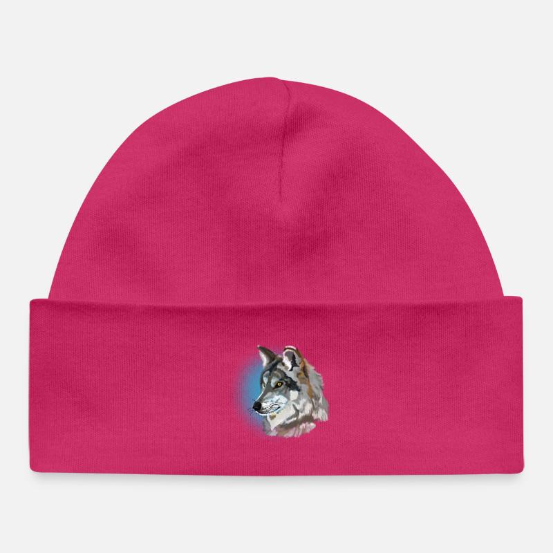 wolf - Baby Organic Beanie - hot pink