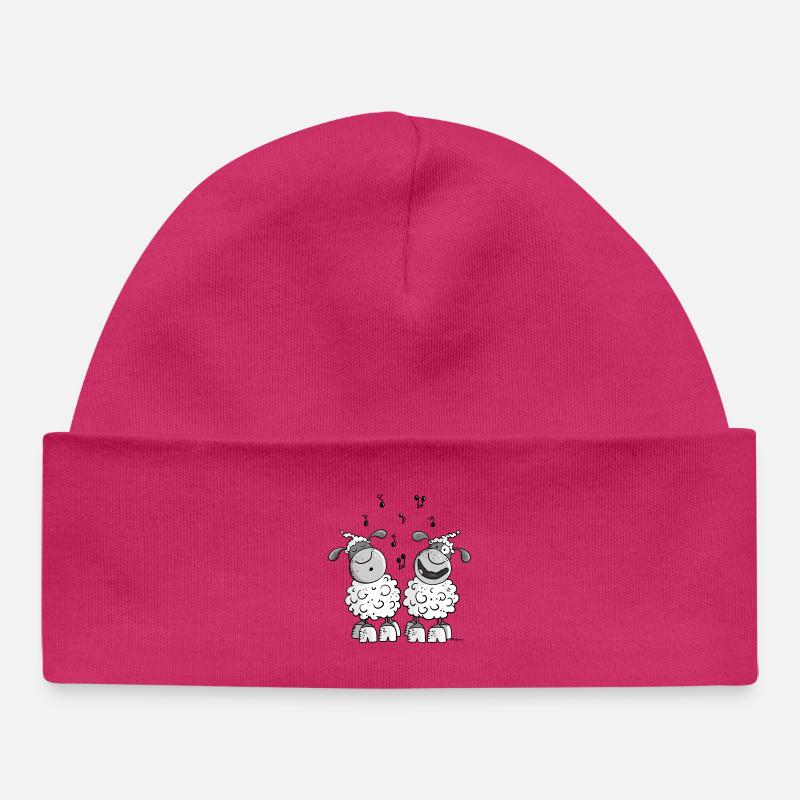 Moutons musicale - Bonnet bébé bio - hot pink