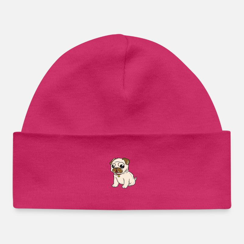 Carlin chien - Bonnet bébé bio - hot pink