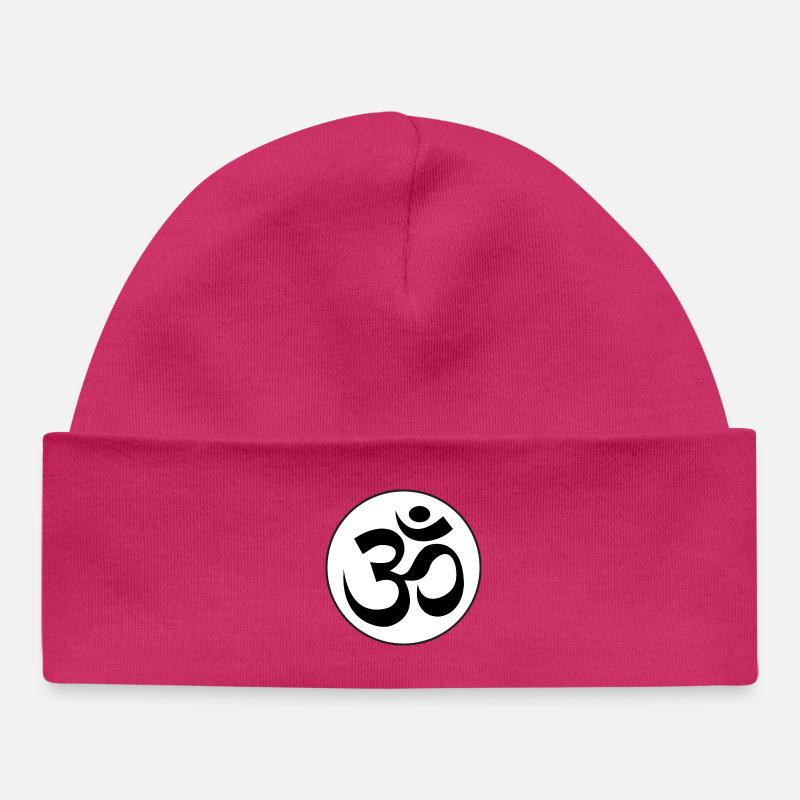autocollant rond om aum sacré son hindouisme Inde - Bonnet bébé bio - hot pink