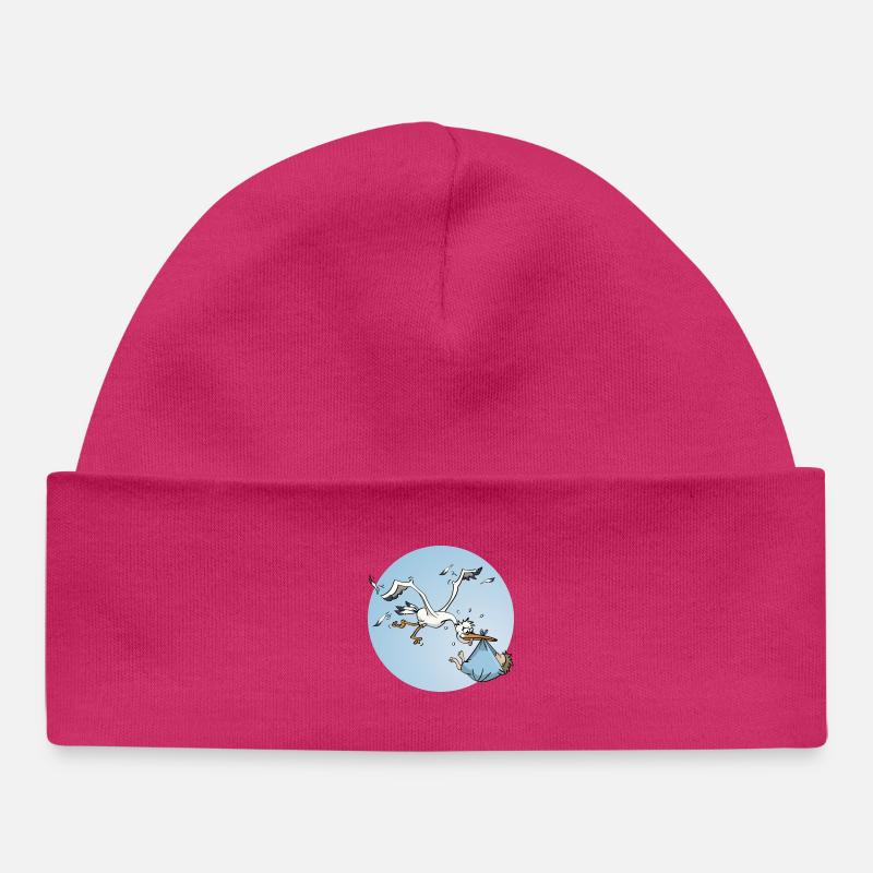 La cigogne et le petit garçon - Bonnet bébé bio - hot pink