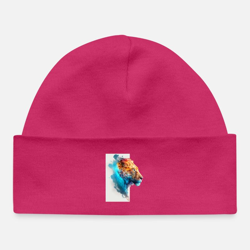 Belle lionne colorée avec fond blanc - Bonnet bébé bio - hot pink