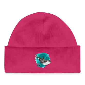 Aquarelle d’orque – Impression d’art Deep Ocean - Bonnet bébé bio - hot pink - Devant