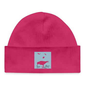 Silhouette d'oiseau et plumes - Bonnet bébé bio - hot pink - Devant