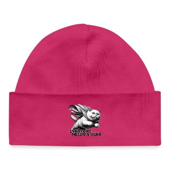 Super Cat Superhero BKH White British Shorthair - Baby Organic Beanie - hot pink - Front