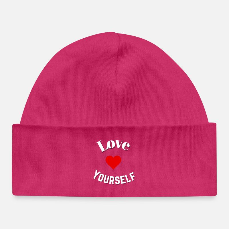 Love yourself - Bonnet bébé bio - hot pink