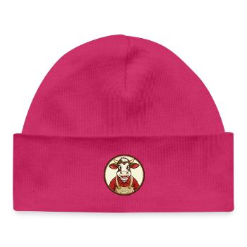 Vache Coloré Kawaii Dessin Animé Personnage Clipart Animal de compagnie - Bonnet bébé bio - hot pink - Devant
