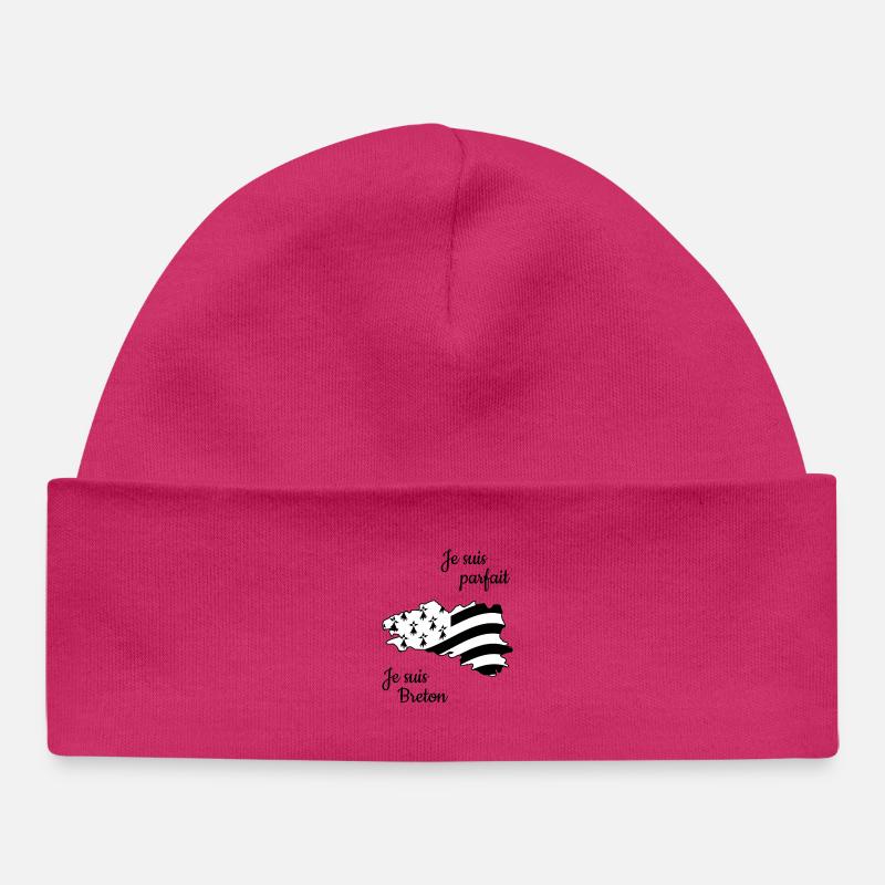 Je suis parfait, je suis breton - Bonnet bébé bio - hot pink