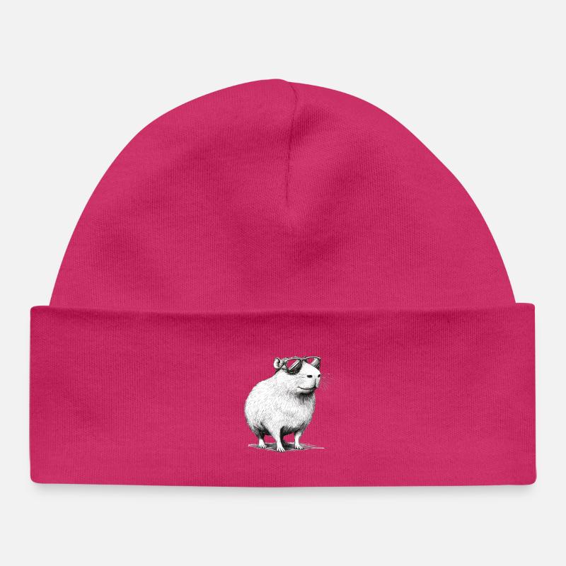Capybara Rongeur avec lunettes de soleil Cadeau animal - Bonnet bébé bio - hot pink