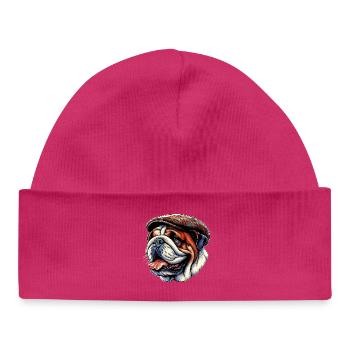 Bouledogue anglais Chien - Bonnet bébé bio - hot pink - Devant