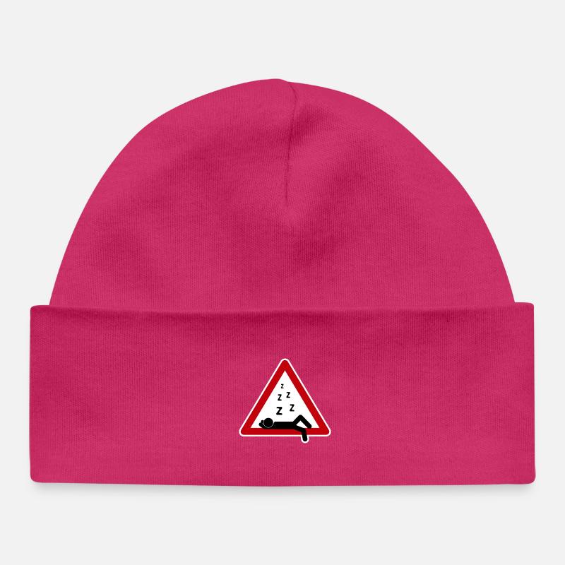 Drôle De Panneau De Route, Dormir, Paresseux - Bonnet bébé bio - hot pink