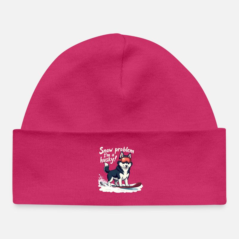 Pas de problème, je suis un husky ! - Bonnet bébé bio - hot pink